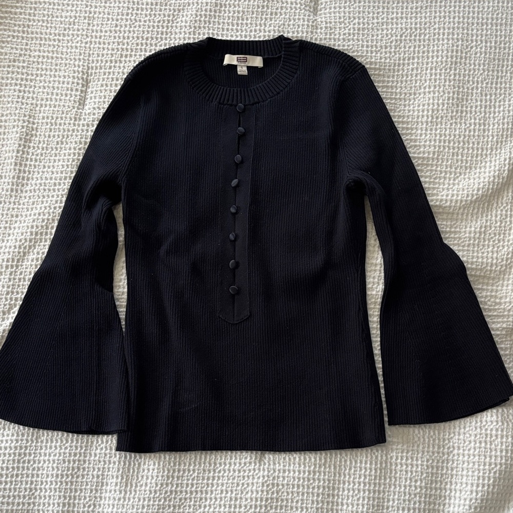 Etcetera Navy Ribbed Knit Sweater